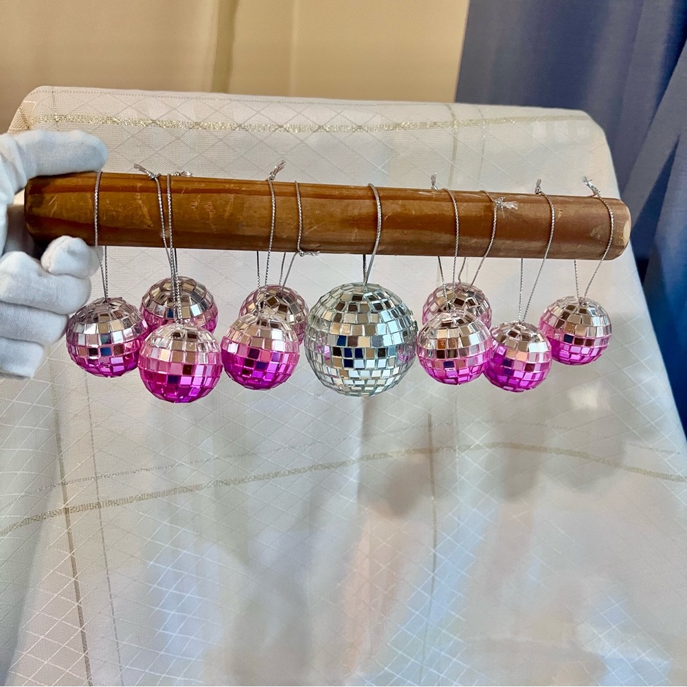 Retro Party Decoration, Vintage Pink Ornaments, Retro Decor, Silver Pink Decor